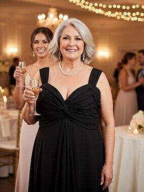 🖤 Black Formal Mother of the Bride Maxi Dress – Size 18 – Elegant Evening Gown